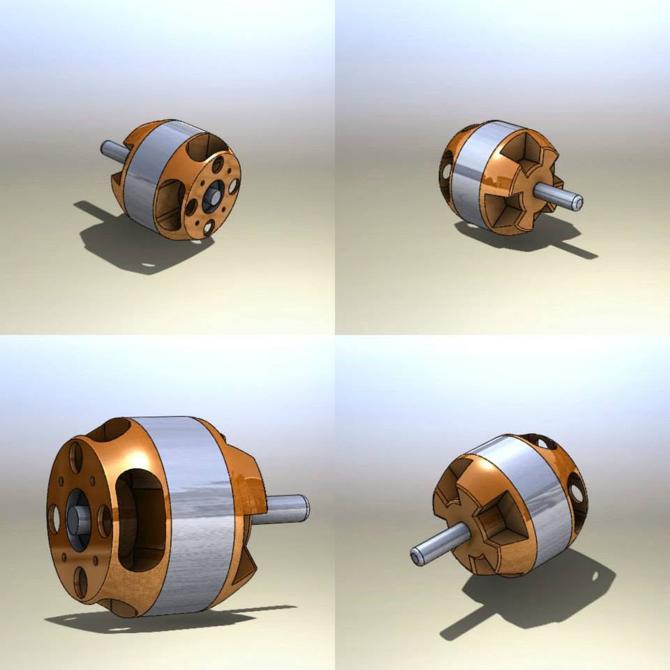 A SolidWorks model of a brushless motor