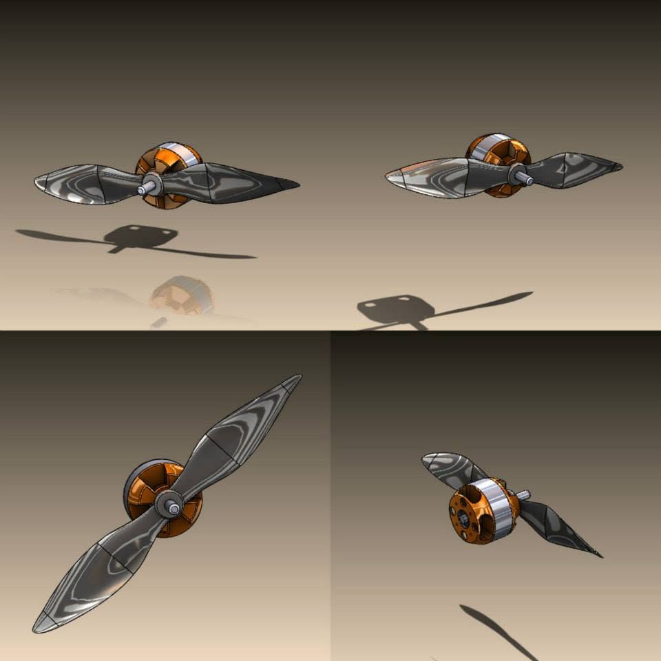 The same motor model with a propeller attached