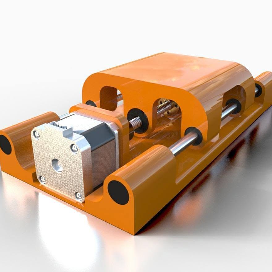 A SolidWorks model of the macro rail